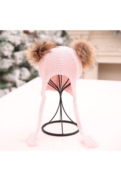 OEM Eva Hat with 2 Drool Pom Poms (Color: Pink)