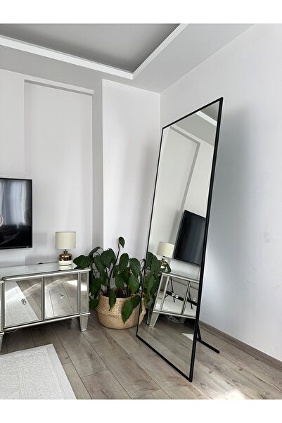 EFFE YAPI DEKOR Siyah Metal Çerçeveli 180x80 Cm Ayaklı Boy Aynası
