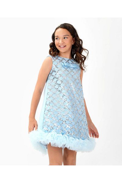 Kookie Kids Kookie Kids All Over Sequin Embellished A-Line Party Dress - Blue