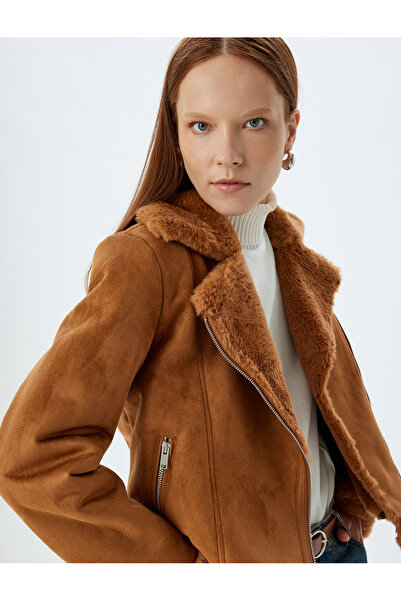 Koton Semišová motorkářská bunda - plyšová podšitá a zapínaná na zip