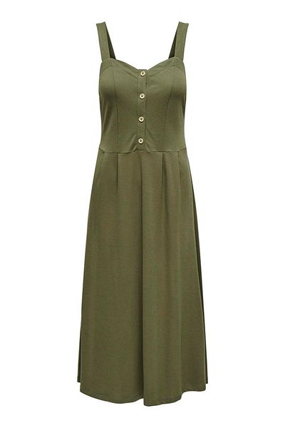 ONLY Onljany Khaki Button Dress - S/L Jrs 15180143