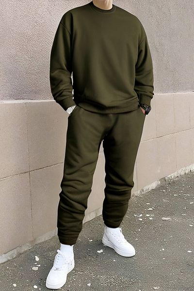 BayBayan Ανδρικό σετ φόρμας χειμερινής φόρμας Jogger με λαιμόκοψη 3 κλωστών