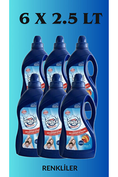 Vindex Sıvı Çamaşır Deterjanı Renkilere Özel 2.5 Litre x 6 Adet