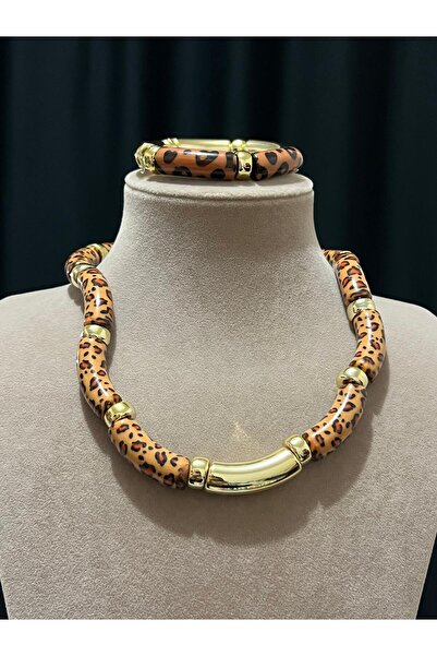 HALSE Leopar Model Kemik Kolye Ve Bileklik