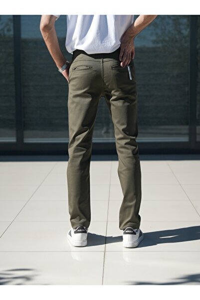 WKM Ανδρικό παντελόνι Basic με τσέπες από ύφασμα Gabardine Slim Fit