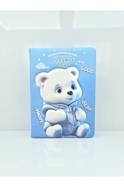 Mikro Puffy Pofuduk Mavi Ayıcıklı Not Defteri 3d Kabartmalı 12*18 96yprk