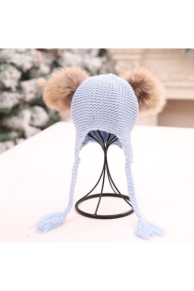 OEM Caciulita Eva cu 2 pampoane Drool (Culoare: Bleu)