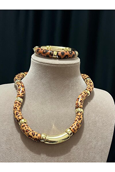 HALSE Leopar Model Kemik Kolye Ve Bileklik