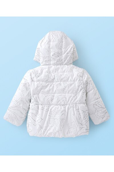 Babyoye Babyoye Full Sleeves Floral Printed Hooded Jacket - White