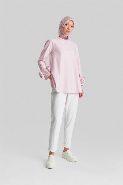 Armine Kolları Çiçekli Bluz 24y3553 Pembe