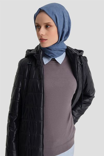 Armine Μπλε Navy Long Quilted Coat - Κουκούλα, 24kd7523
