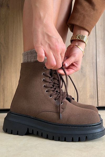 Mupa Shoes Γυναικείες Μπότες - Καφέ Χρώμα Suede Ύφασμα