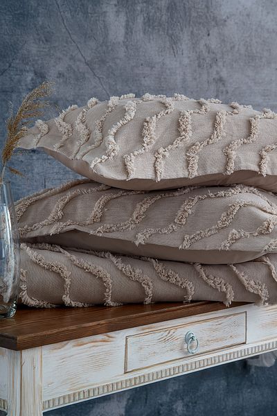Nazik Home Terra Plush Linen Textured Double Bedspread