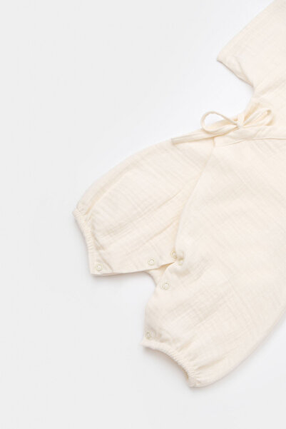 BabyCosy Salopeta Petrecuta Din Muselina, , Ecru