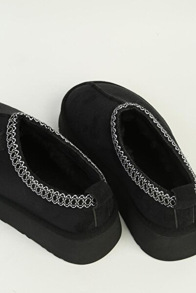 Benetton Μαύρες γούνινες παντόφλες BN-50149