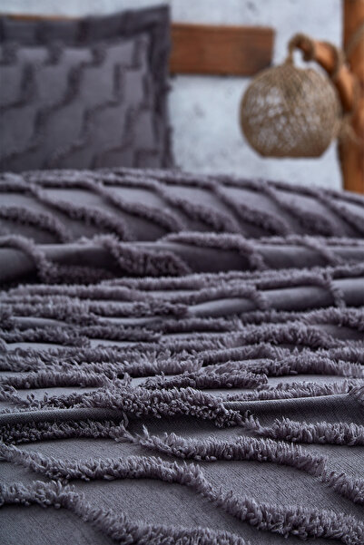 Nazik Home Terra Pelüş Keten Dokulu Tek Kişilik Yatak Örtüsü