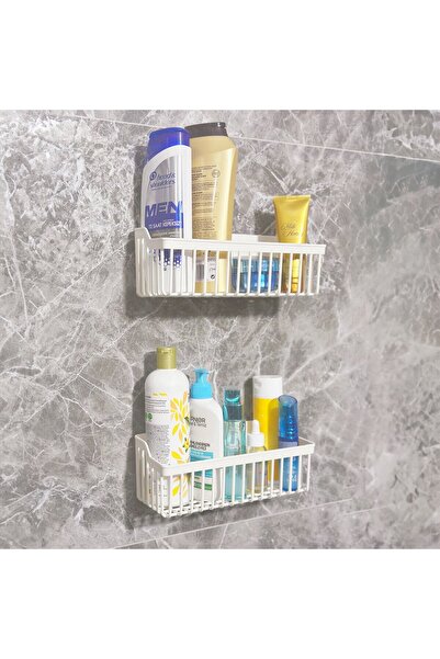 Demagrup Banyo Yapışkanlı Plastik 2' li Duş Rafı Şampuanlık Düzenleyici Banyo...