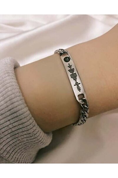 Doğaltaş Kişiye Özel Lazer İşleme Spotify Kodlu Çelik Zincir Bileklik