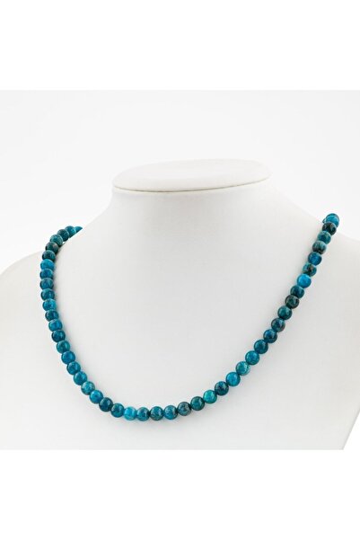 OSMANLI DOĞAL TAŞ Mavi Apatit 6 Mm Dizi Doğal Taş Kolye