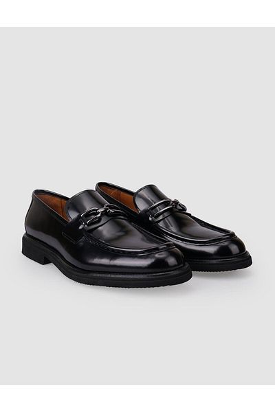 Cabani 100% Genuine Leather Black Opening Buckle Men's Classic Shoes
