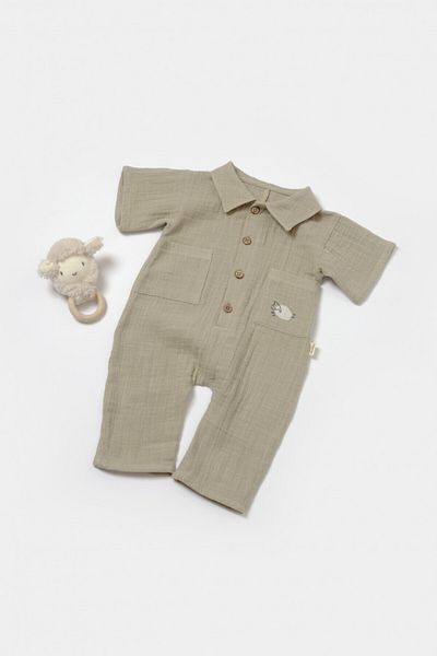 BabyCosy Salopeta Cu Maneca Scurta Si Nasturei Sheep,verde,