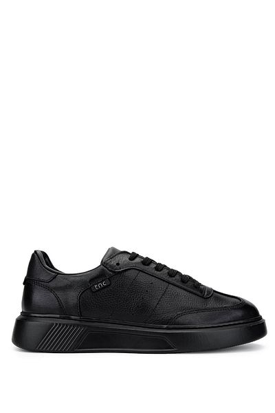 Tamer Tanca Men's Genuine Leather Black Sneakers & Sports Shoes