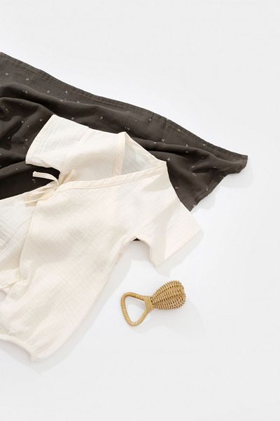 BabyCosy Salopeta Petrecuta Din Muselina, , Ecru