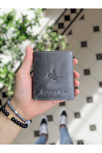 Visso leather VİSSO 114 İsme Özel Çift Para Çok kart Bölmeli Deri CüzdanI Der...