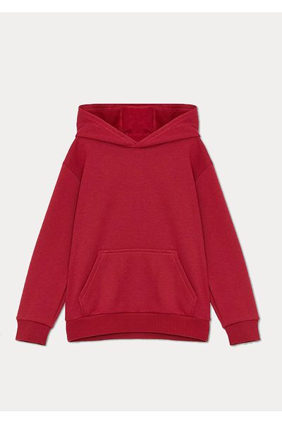 DFN Kids 4,5,6,7,8,9,10 Years Old Children's Unprinted Winter Thick Hooded Kangaroo Pocket Sweatshirt