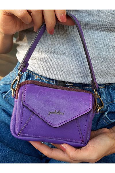 yedideri Stylish Purple Women's Wallet with Zipper and Snap Fasteners - Card Holder Accessory with Coin Compartment
