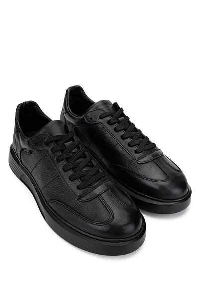 Tamer Tanca Men's Genuine Leather Black Sneakers & Sports Shoes