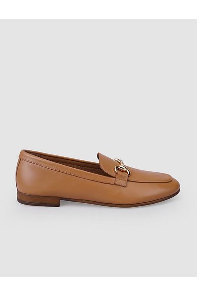Cabani 100% Genuine Leather Tan Buckle Women's Loafer