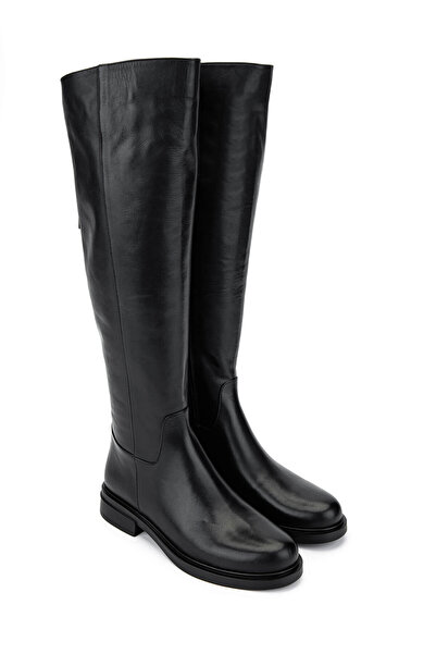 Tamer Tanca Kadın Hakiki Deri Siyah Deri Casual Çizme