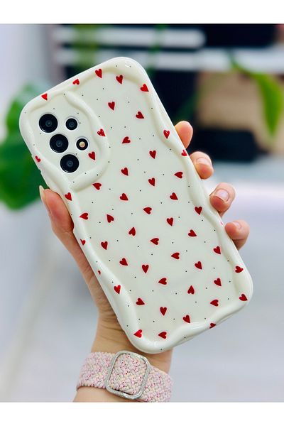 Go Aksesuar جراب سيليكون بتصميم قلوب حمراء متوافق مع هاتف Galaxy A23