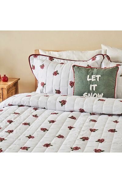 Bella Maison Jolly Quilted Multi-Purpose Double Bed Cover Set Red-White (240X220)