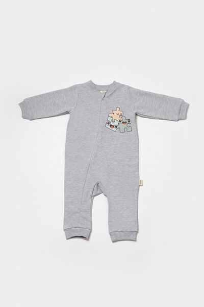 BabyCosy Salopeta Cu Fermoar, Two Thread, , Gri