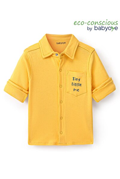 Babyoye قميص Babyoye 100% قطن عضوي بأكمام طويلة مع طباعة نصية بلمسة نهائية Ec...