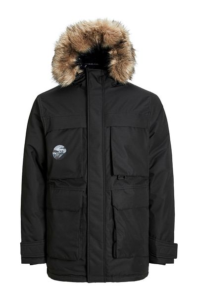 Jack & Jones Men's Wind Resistant Faux Fur Hooded Parka - Star