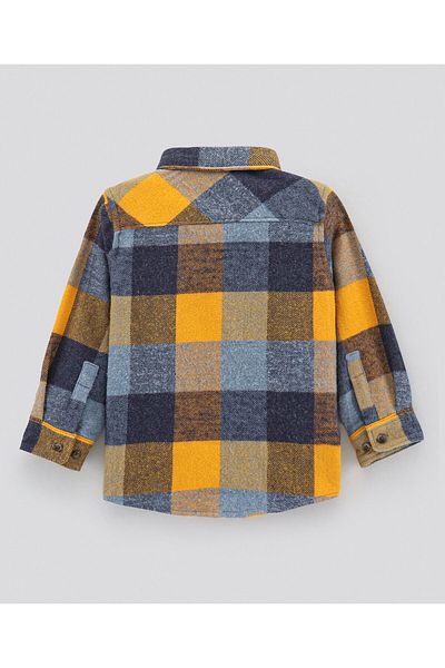 Bonfino Bonfino Full Sleevs Flannel Check Shirt With Patch Pocket - Yellow
