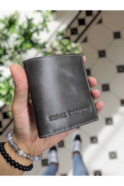 Visso leather 0-111 Hakiki Doğal Gerçek Deriden Kişiye Özel Cüzdan  Erkek Kad...