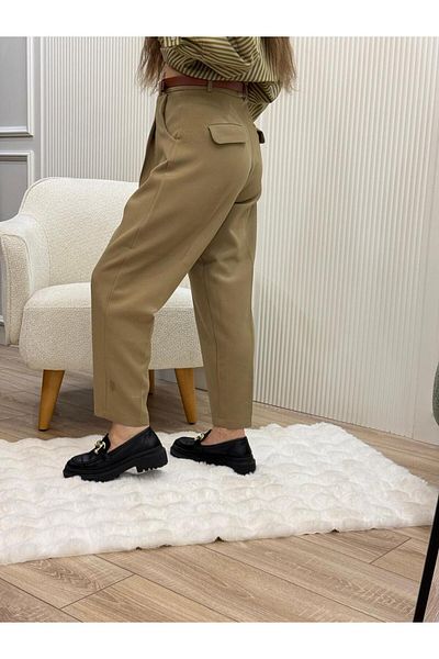 Flow Belted Trousers with Back Pocket Detail