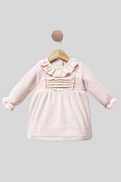 Cassiope Soft Textured Collar Ruffled Velvet Baby Girl Dress
