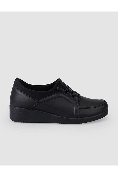 Cabani Black Rubber Laced Women's Comfort Shoes