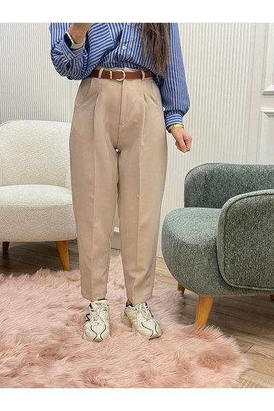 Flow Belted Trousers with Back Pocket Detail