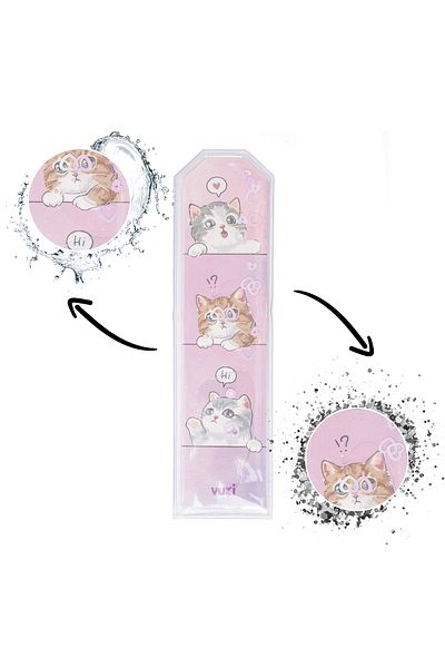 VUKİ Cat Patterned Glitter Water Bookmark