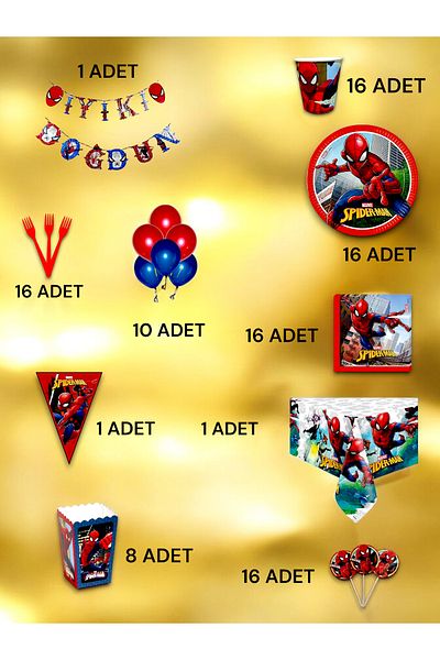 VibeHome 16 Person Spiderman Themed Ultra Luxury Set - Birthday Party and Fun Events