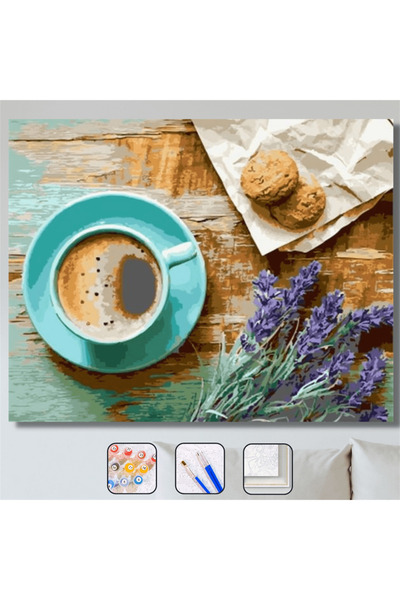 kendinyaphobi Sayılarla Boyama Seti Çerçeveli Kasnaklı Lavanta ve Kahve Keyfi...