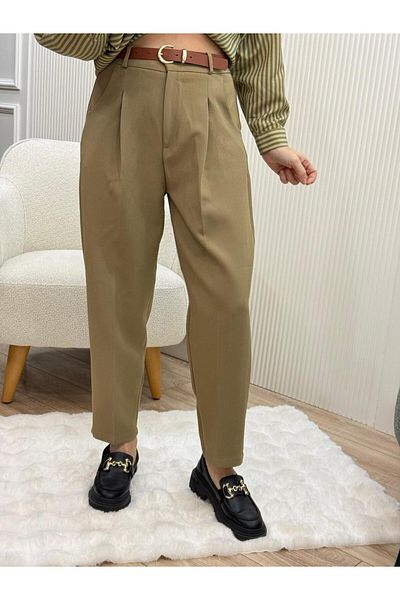 Flow Belted Trousers with Back Pocket Detail