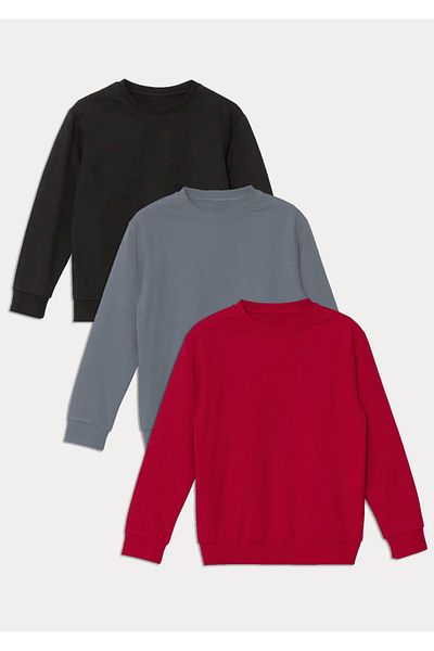 DFN Kids Unprinted Thick Winter Sweatshirt for Kids 4-10 - Set of 3
