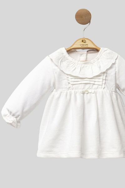 Cassiope Soft Textured Collar Ruffled Velvet Baby Girl Dress
